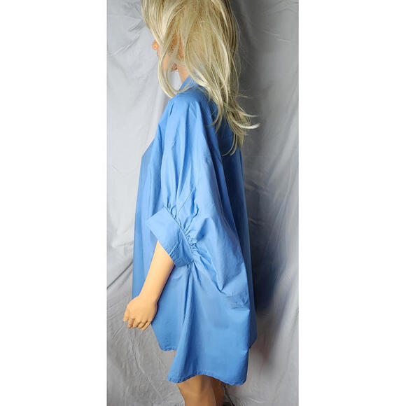 Y2K,smocked, top, dolman cuffed sleeves, collard, button up, 100% cotton, size3X - Picture 3 of 16